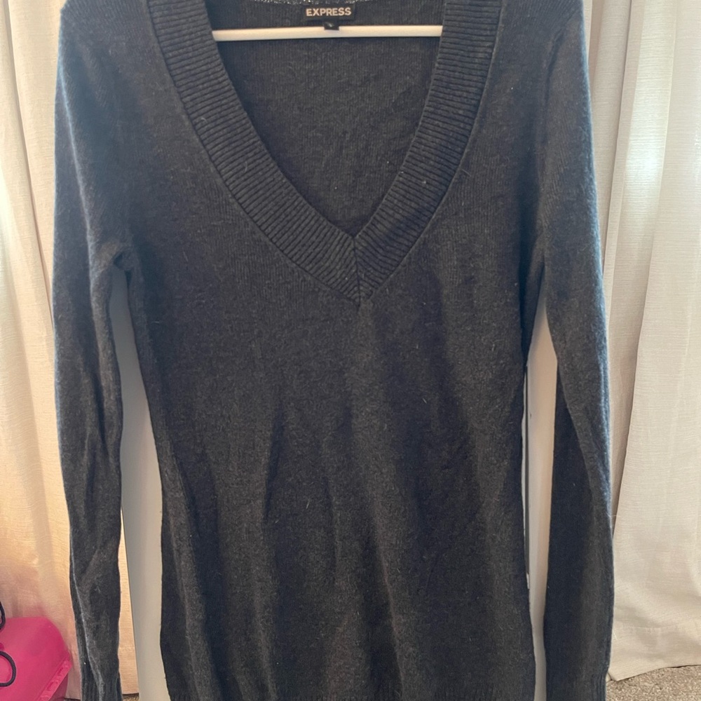 Express Black V-Neck Slim-Fit Sweater